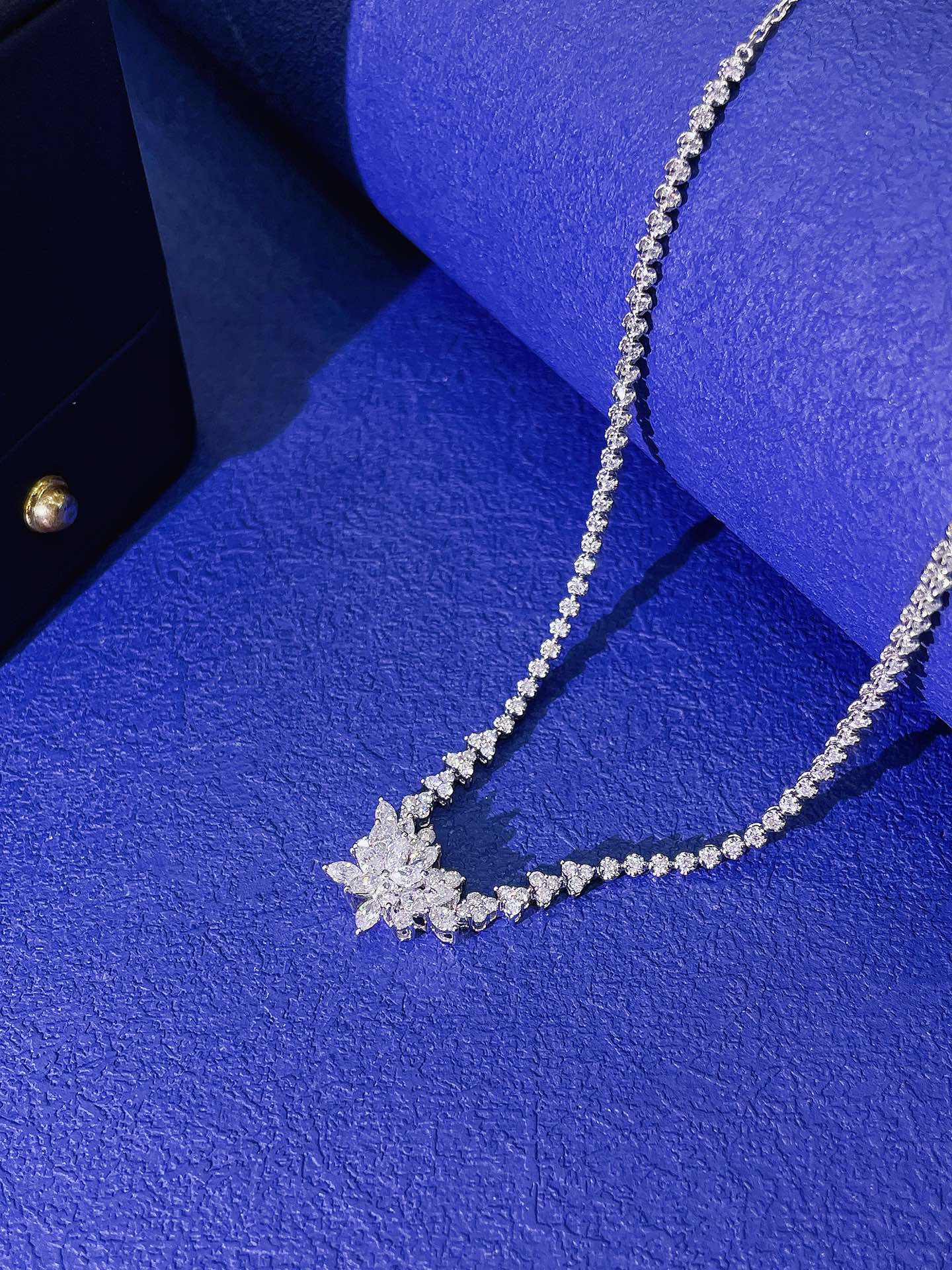 18K Diamond Marquise Half-Circle Universal Chain Jewelry - White Diamond Chain