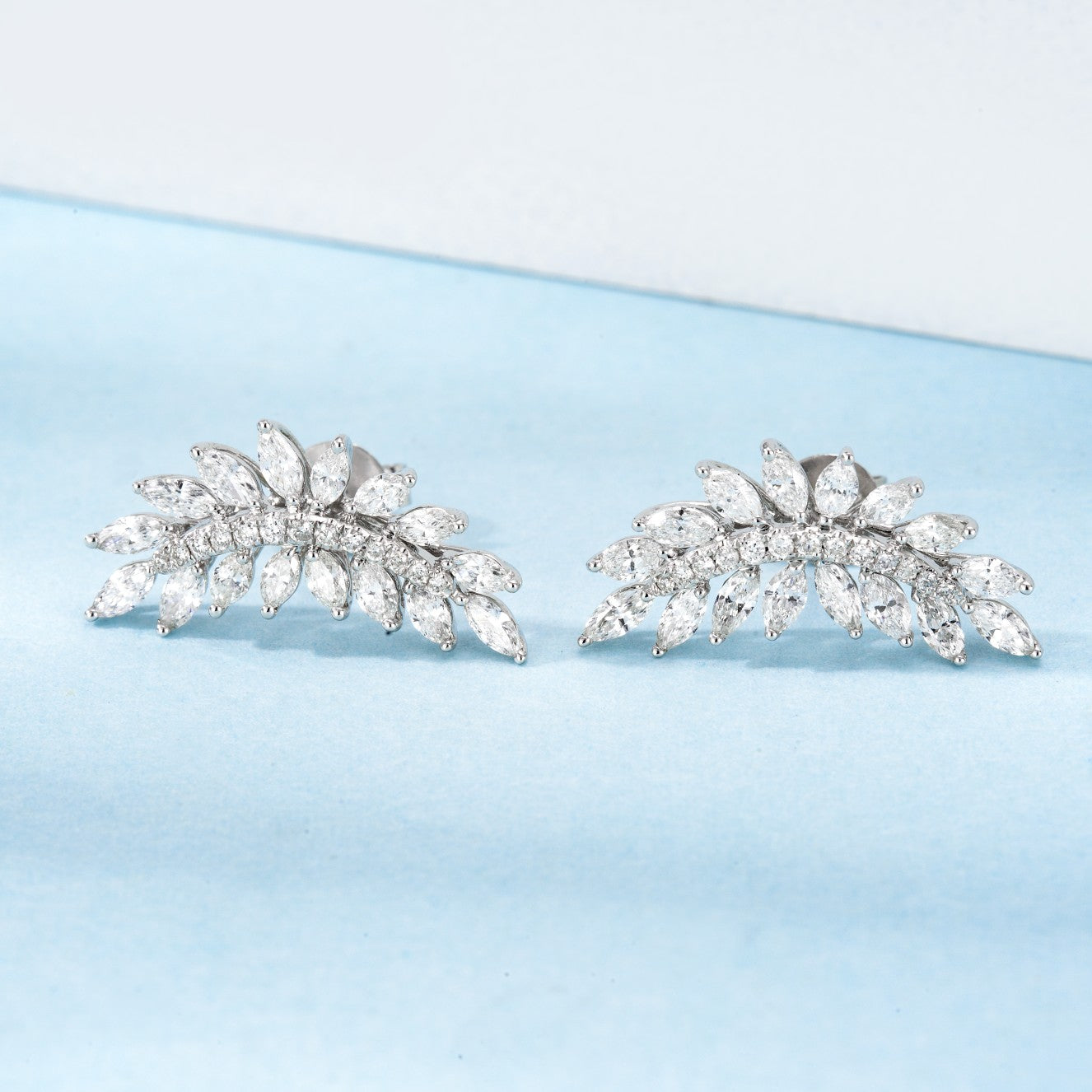 18K Diamond Marquise Leaf Earrings - Jeweler.Jewelry