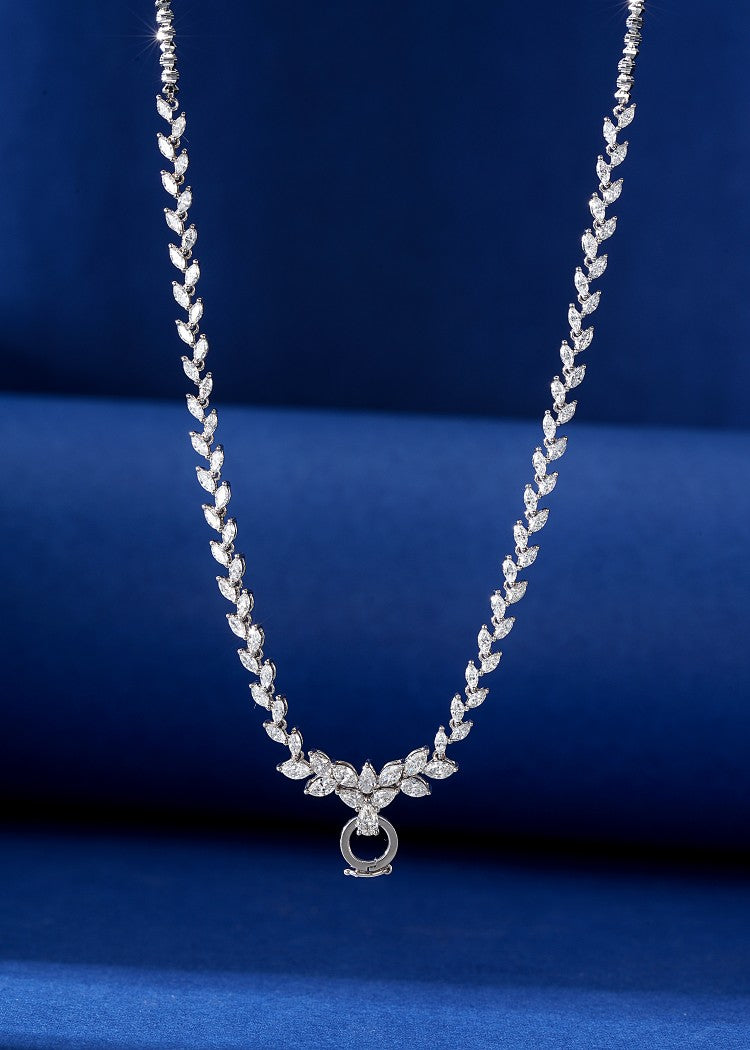 18K Diamond Marquise Olive Branch Universal Chain Jewelry - White Diamond Chain