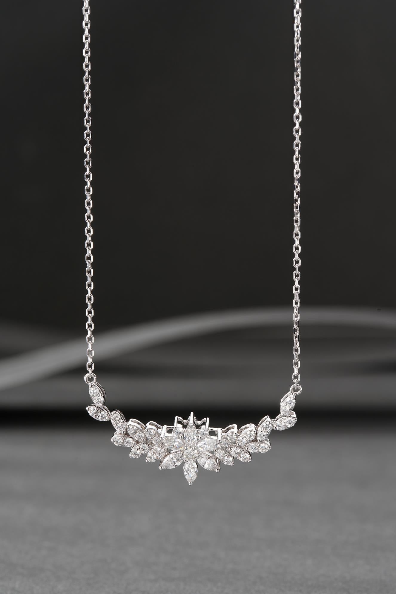 18K Diamond Marquise Shape Universal Chain Jewelry - White Diamond Chain