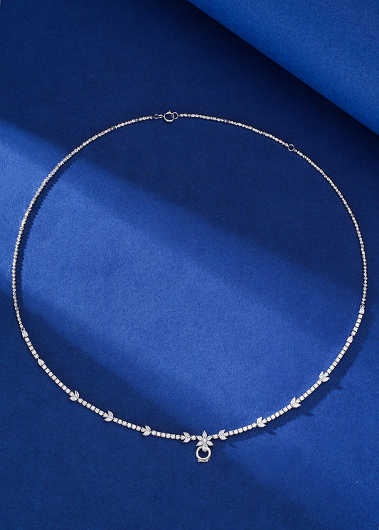 18K Diamond Marquise Six-Petal Flower Universal Chain Jewelry - White Diamond Chain