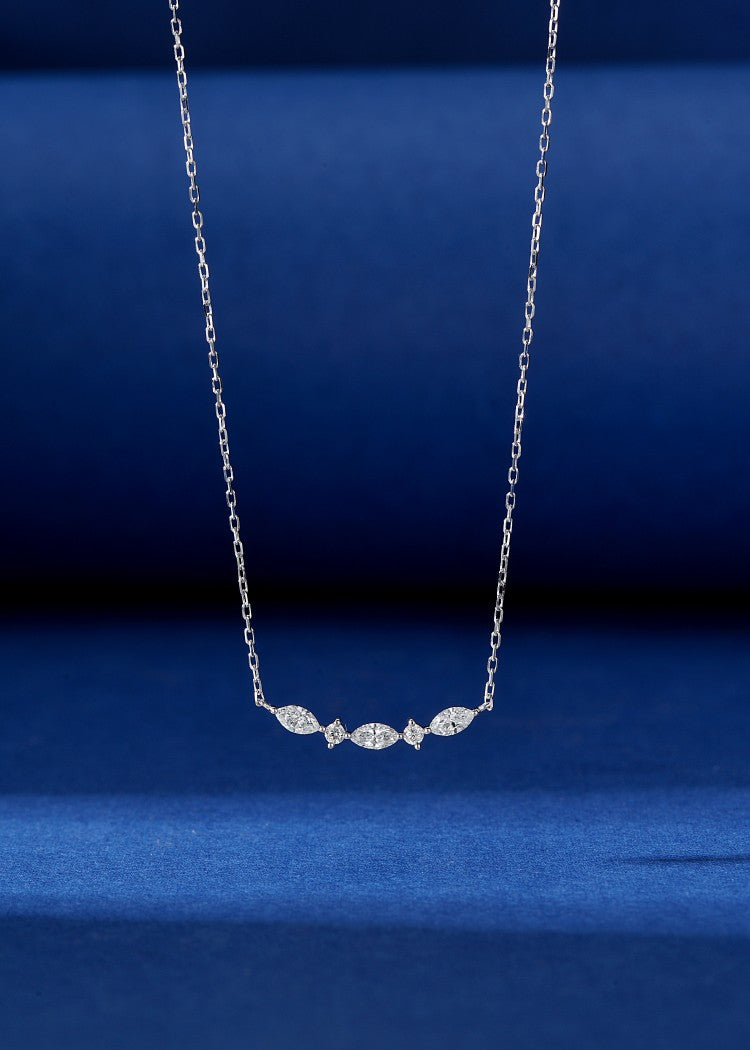 18K Diamond Marquise Smile Necklace - Luxurious Jewelry Piece - White Diamond Necklace