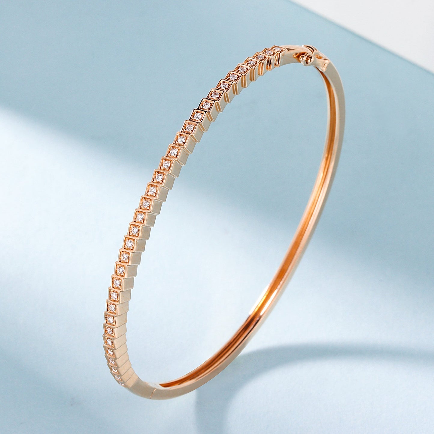 18K Diamond Overlapping Rhombus Bracelet - Luxury Jewelry - White Diamond Bracelet