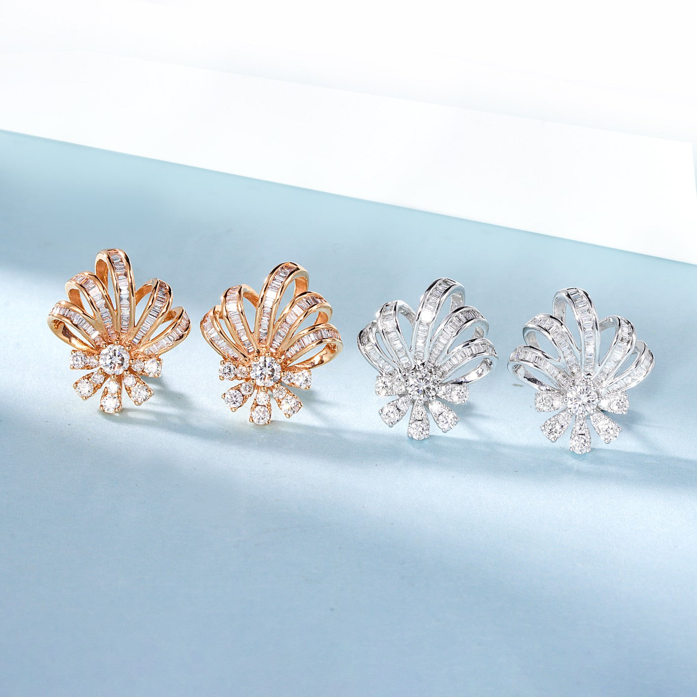 18K Diamond Petal Earrings - Luxury Jewelry - Jeweler.Jewelry