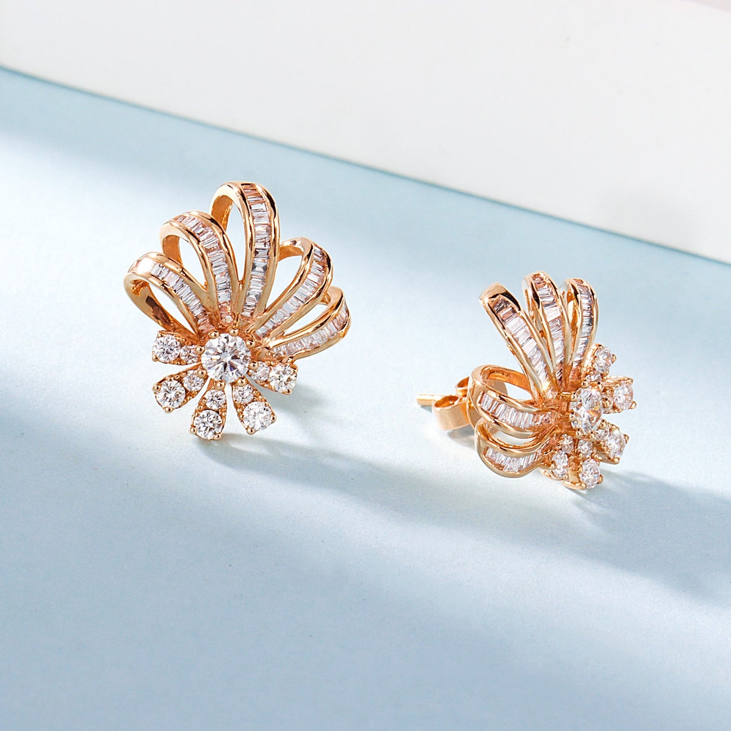 18K Diamond Petal Earrings - Luxury Jewelry - Jeweler.Jewelry