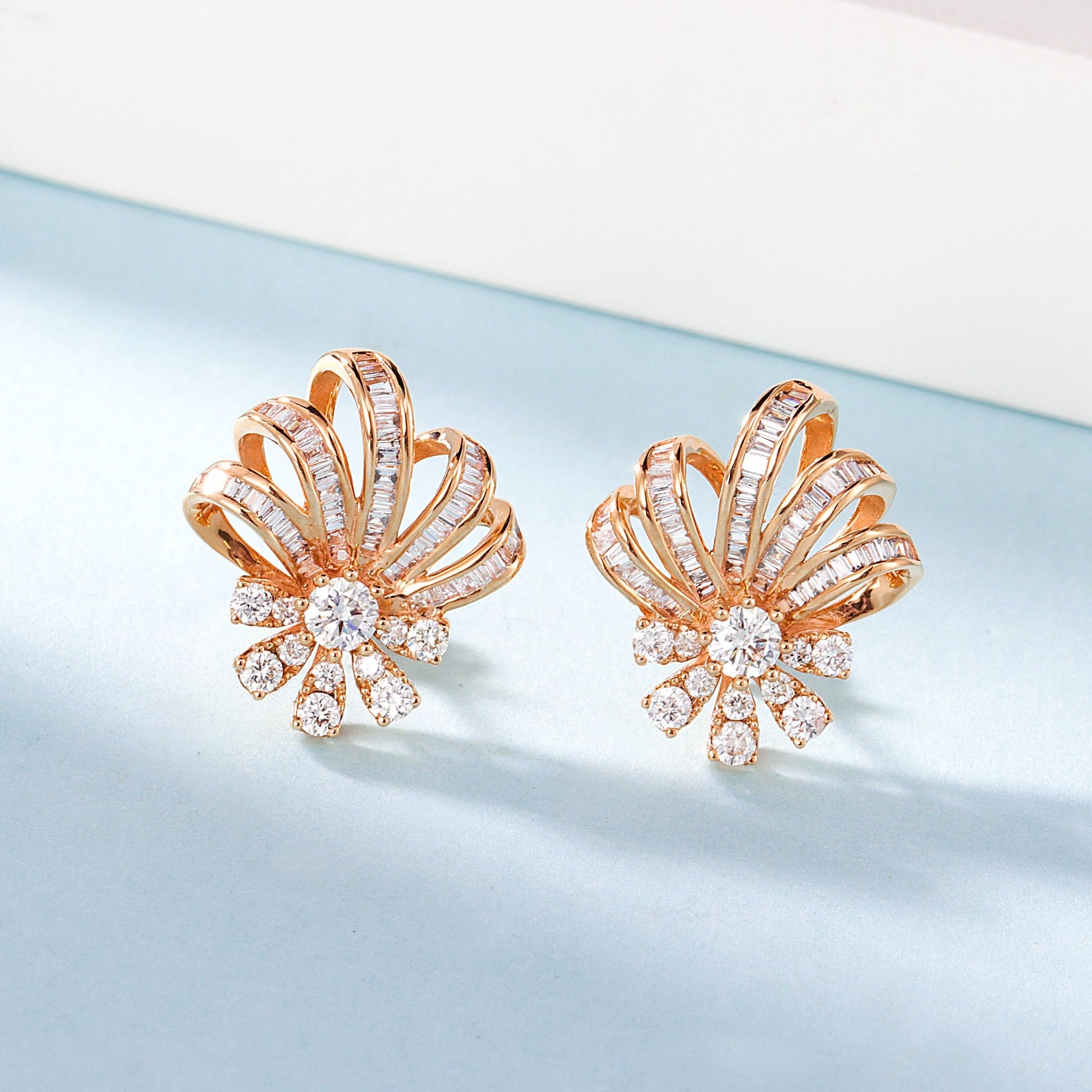 18K Diamond Petal Earrings - Luxury Jewelry - Jeweler.Jewelry