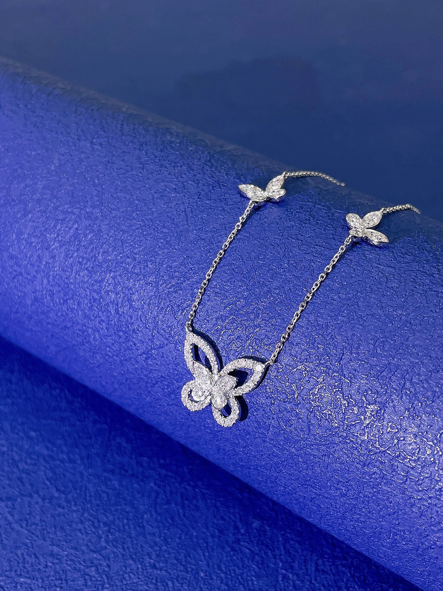 18K Diamond Phantom Five Butterfly Necklace - Luxury Jewelry - White Diamond Necklace