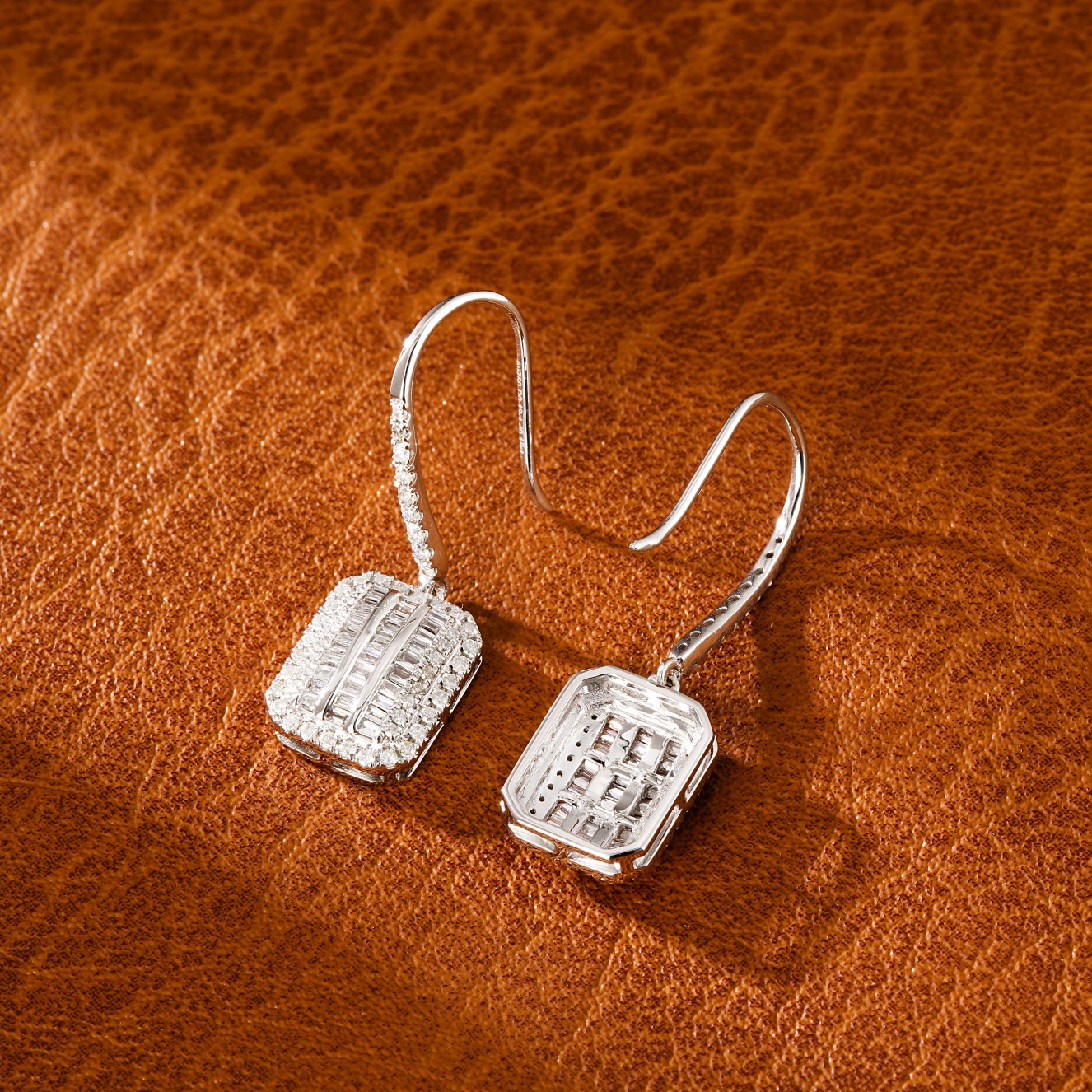 18K Diamond Rectangle Sugarloaf Earrings - Luxurious Jewelry Piece Jeweler.Jewelry