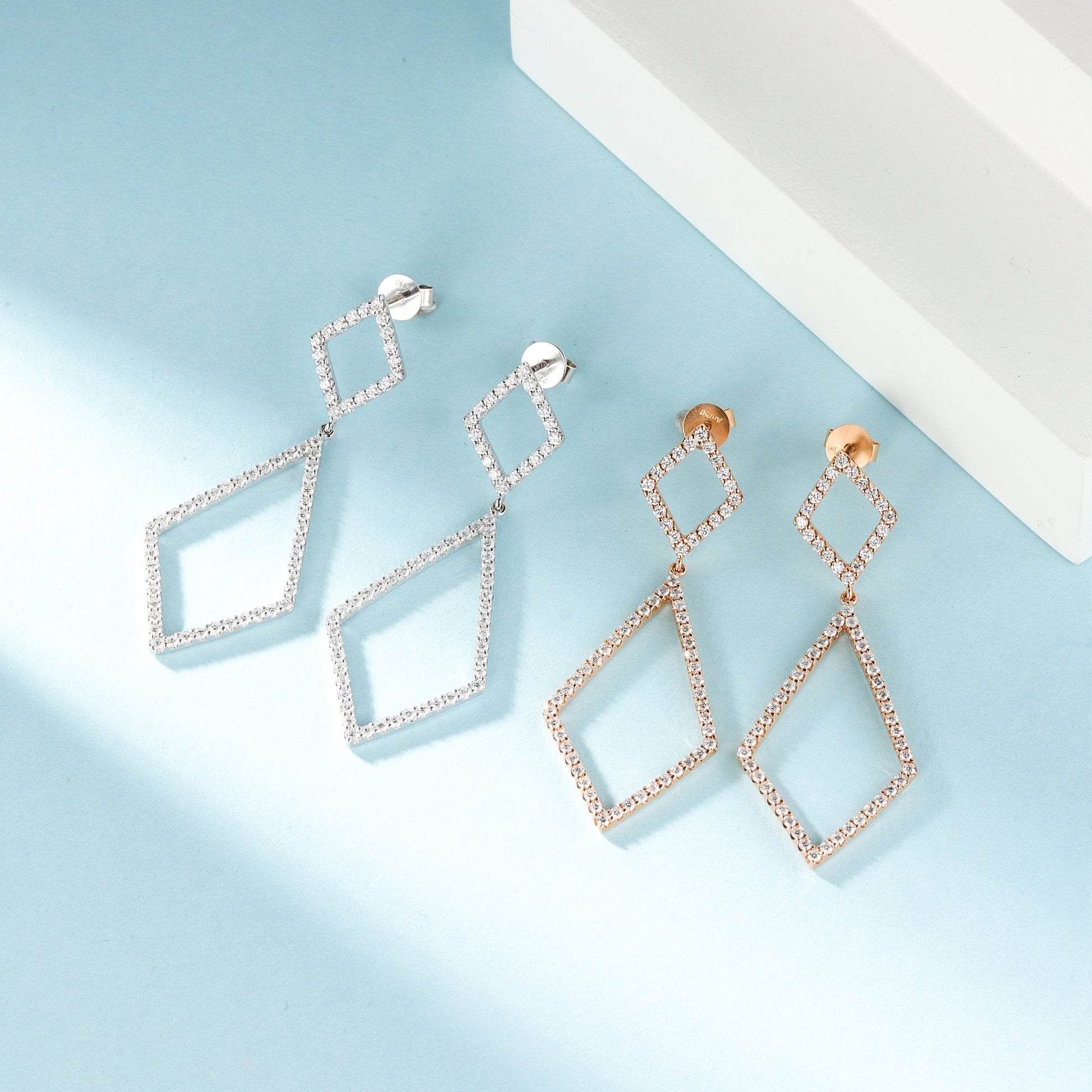 18K Diamond Rhombus Earrings - Luxurious Jewelry Piece Jeweler.Jewelry