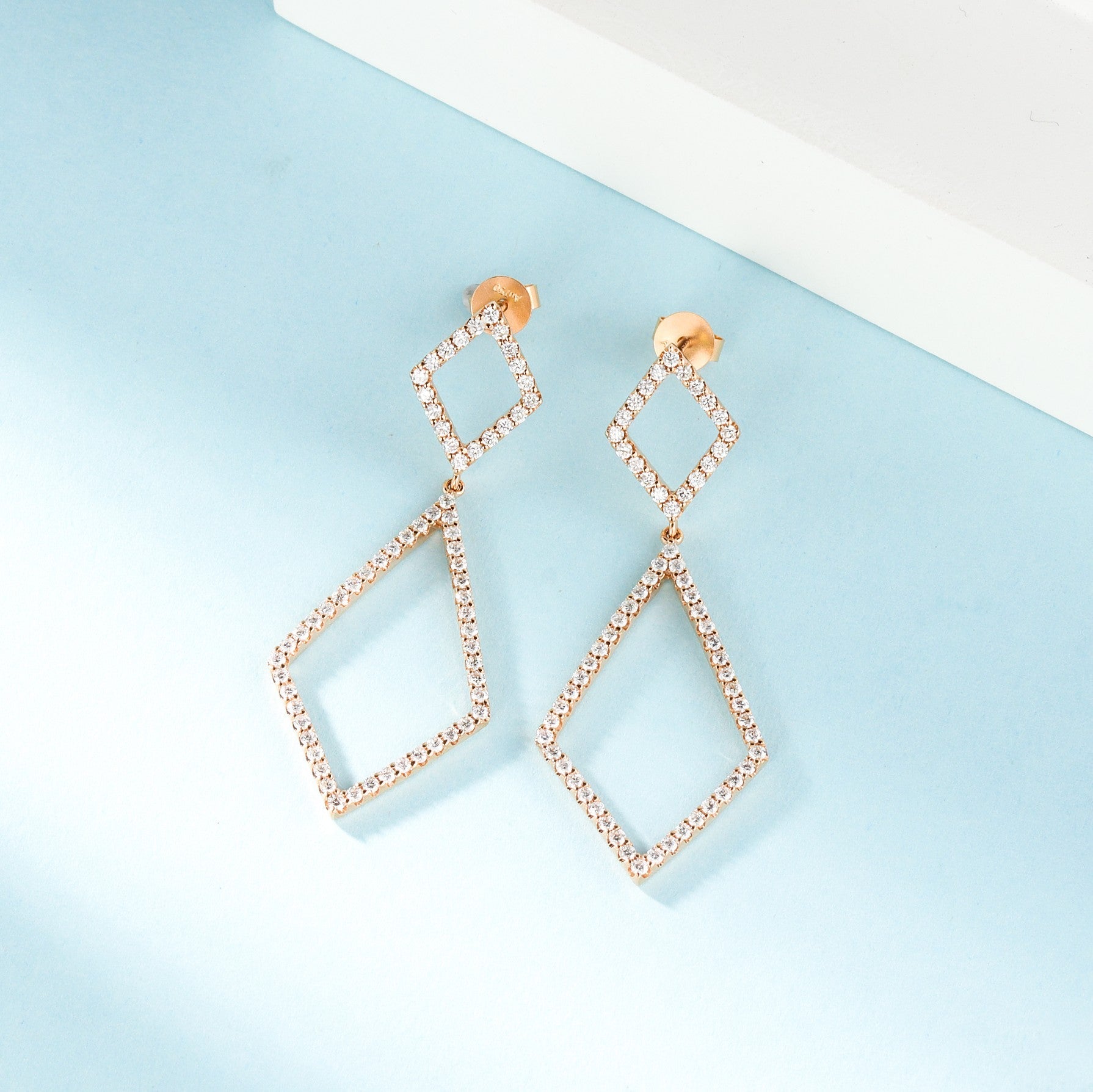 18K Diamond Rhombus Earrings - Luxurious Jewelry Piece Jeweler.Jewelry