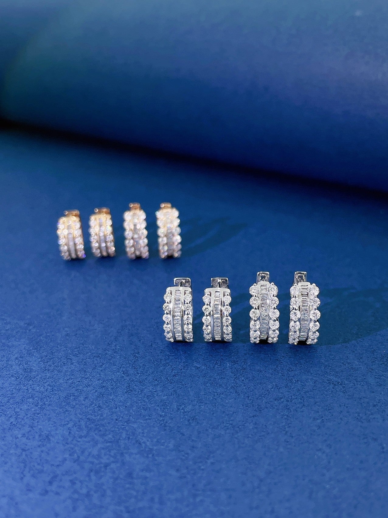 18K Diamond Round Ladder Earrings - Luxurious Jewelry Choice Jeweler.Jewelry