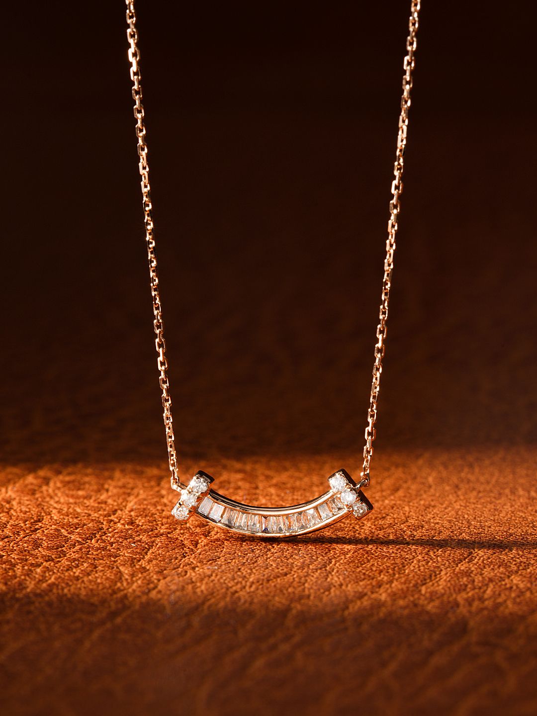 18K Diamond Small Smiling Face Necklace – Elegant Jewelry Piece - White Diamond Necklace