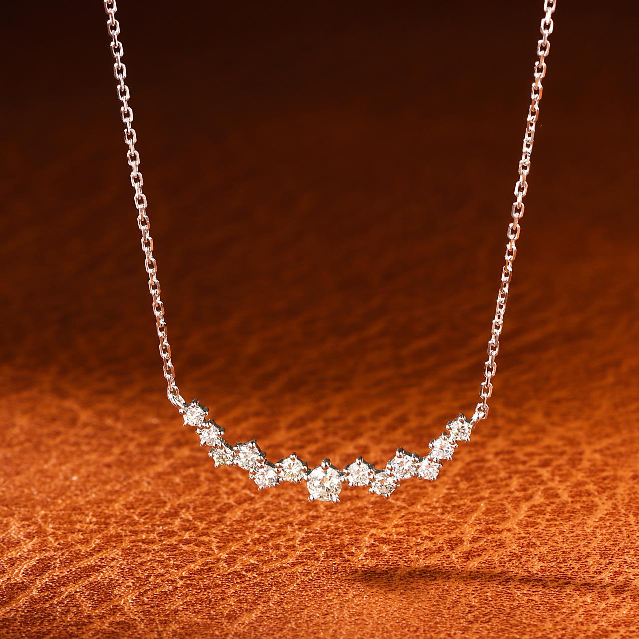 18K Diamond Smiling Starry Sky Necklace - Luxurious Jewelry Piece - White Diamond Necklace