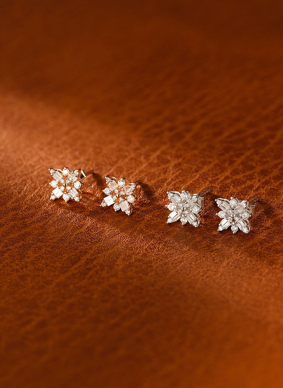 18K Diamond Snowflake Earrings - Mini Size - Jeweler.Jewelry