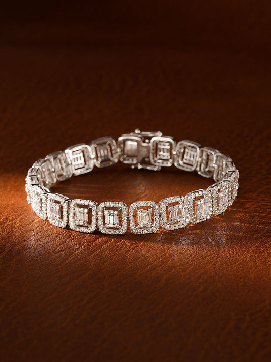 18K Diamond Square Candy Bracelet - Luxury Jewelry Collection - White Diamond Bracelet