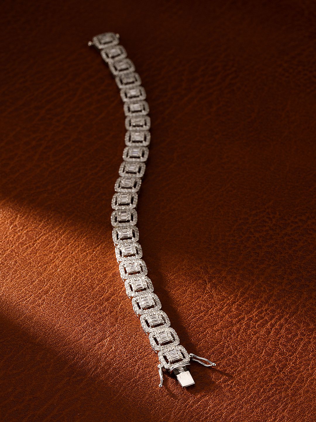 18K Diamond Square Candy Bracelet - Luxury Jewelry Collection - White Diamond Bracelet