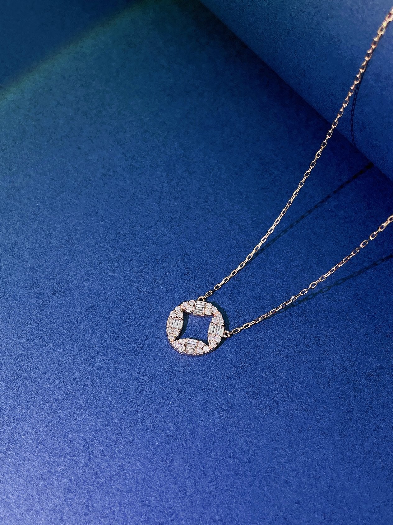 18K Diamond Square Coin Necklace - Elegant Jewelry Piece - White Diamond Necklace