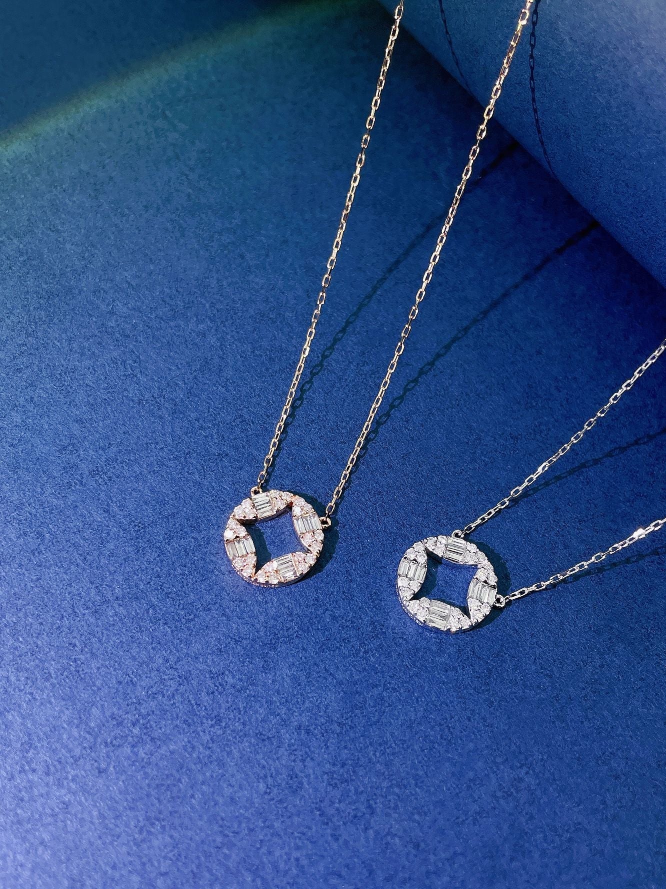 18K Diamond Square Coin Necklace - Elegant Jewelry Piece - White Diamond Necklace