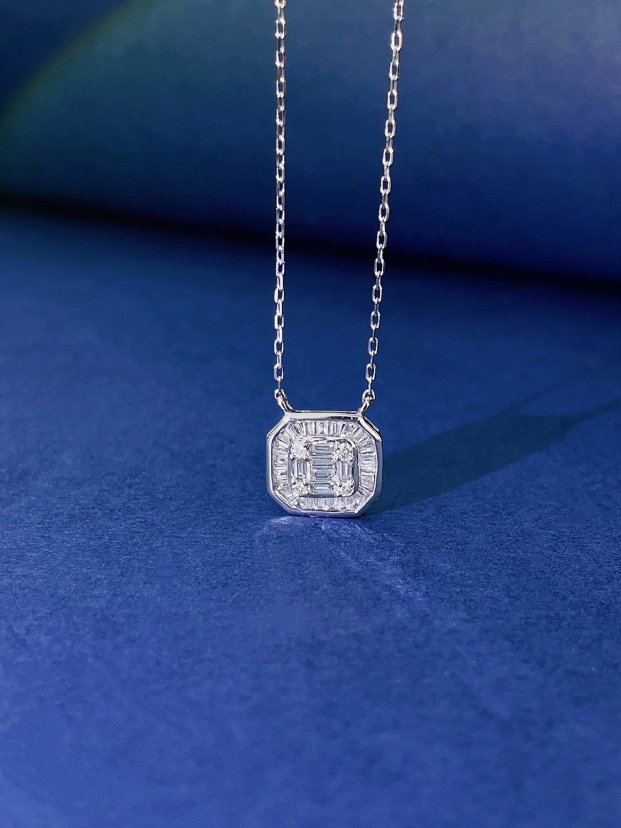 18K Diamond Square Sugar Candy Pendant Necklace - Luxury Jewelry - White Diamond Necklace