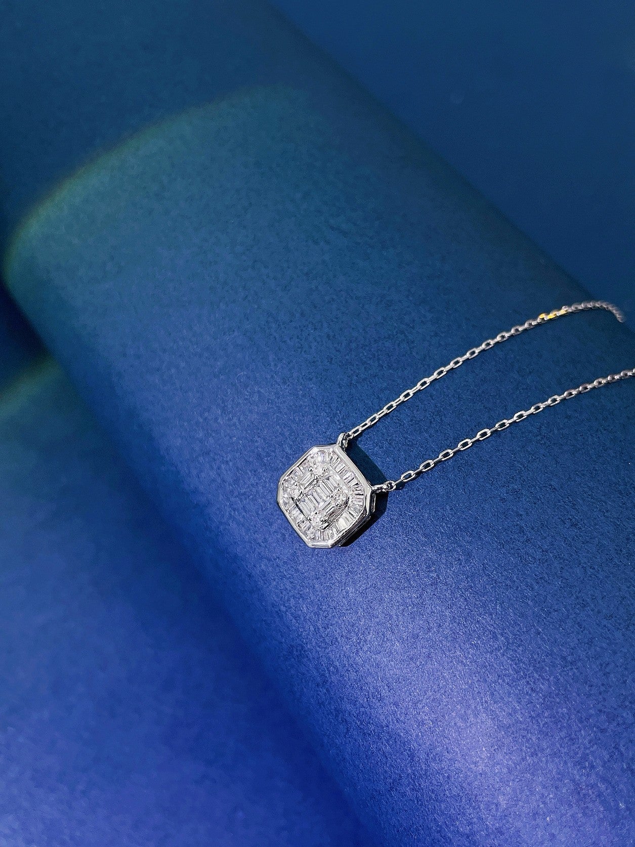 18K Diamond Square Sugar Candy Pendant Necklace - Luxury Jewelry - White Diamond Necklace