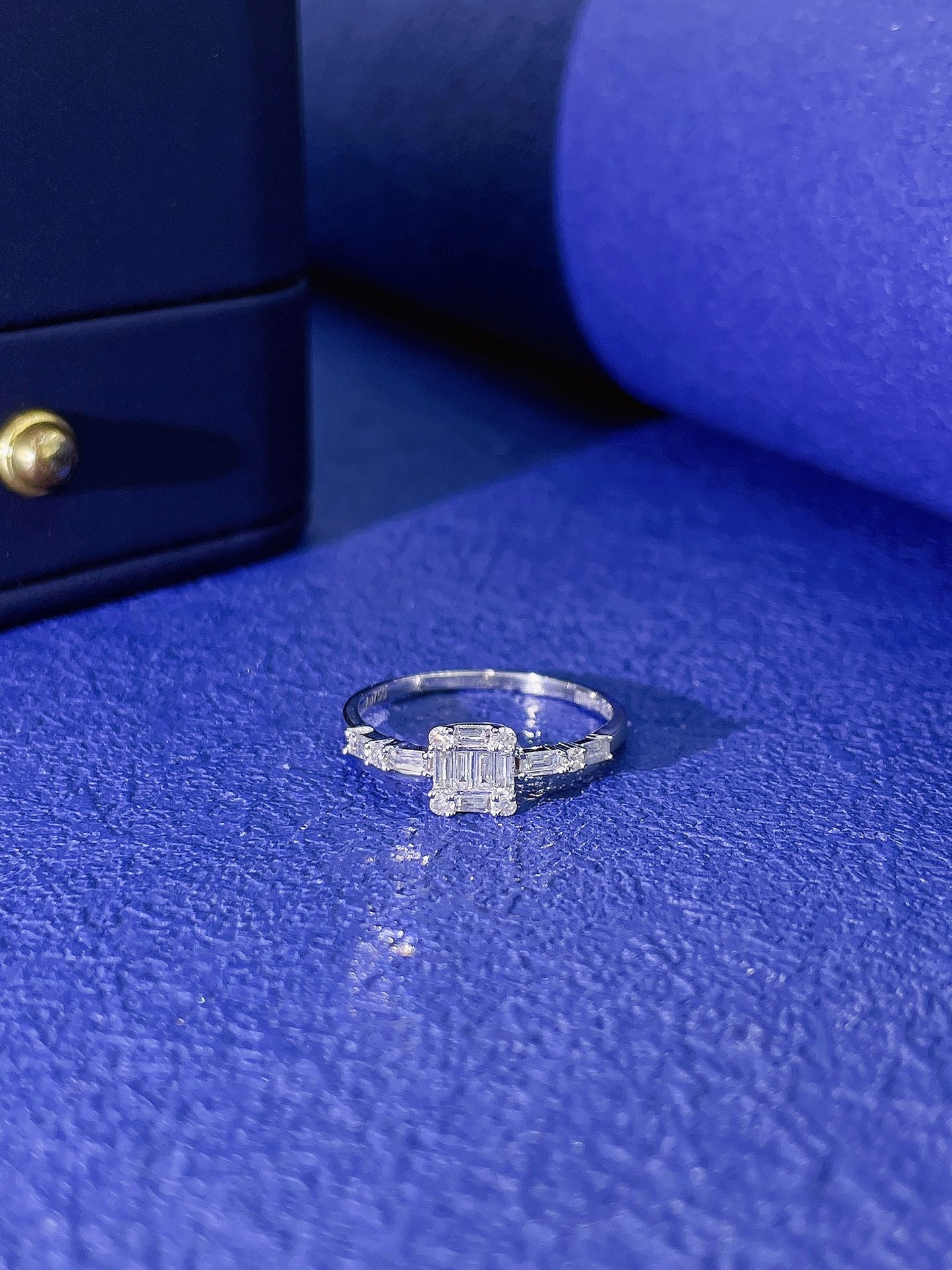 18K Diamond Square Sugar-Cube Step Cut Ring | Jewelry Collection - White Diamond Ring