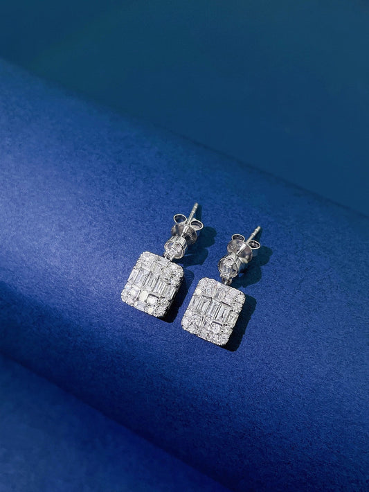 18K Diamond Square Sugar Earrings – ED072 - Jeweler.Jewelry