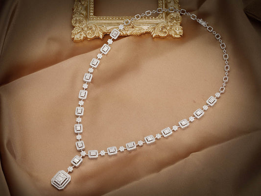 18K Diamond Square Sugar Suite Chain Jewelry - White Diamond Chain