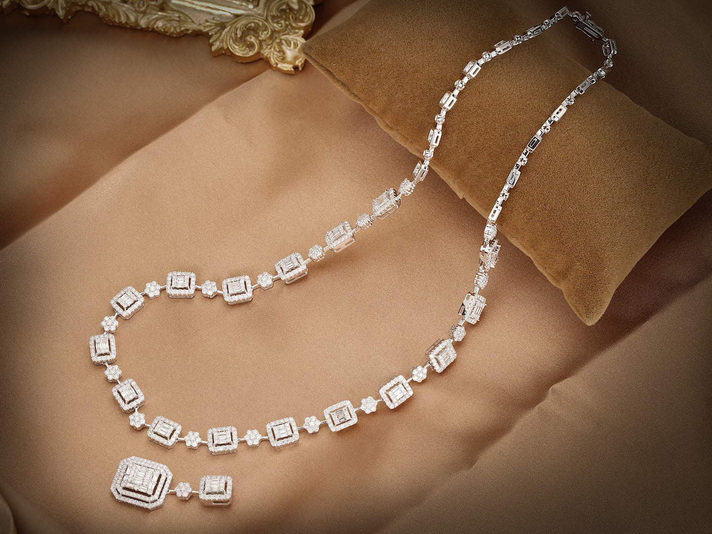 18K Diamond Square Sugar Suite Chain Jewelry - White Diamond Chain