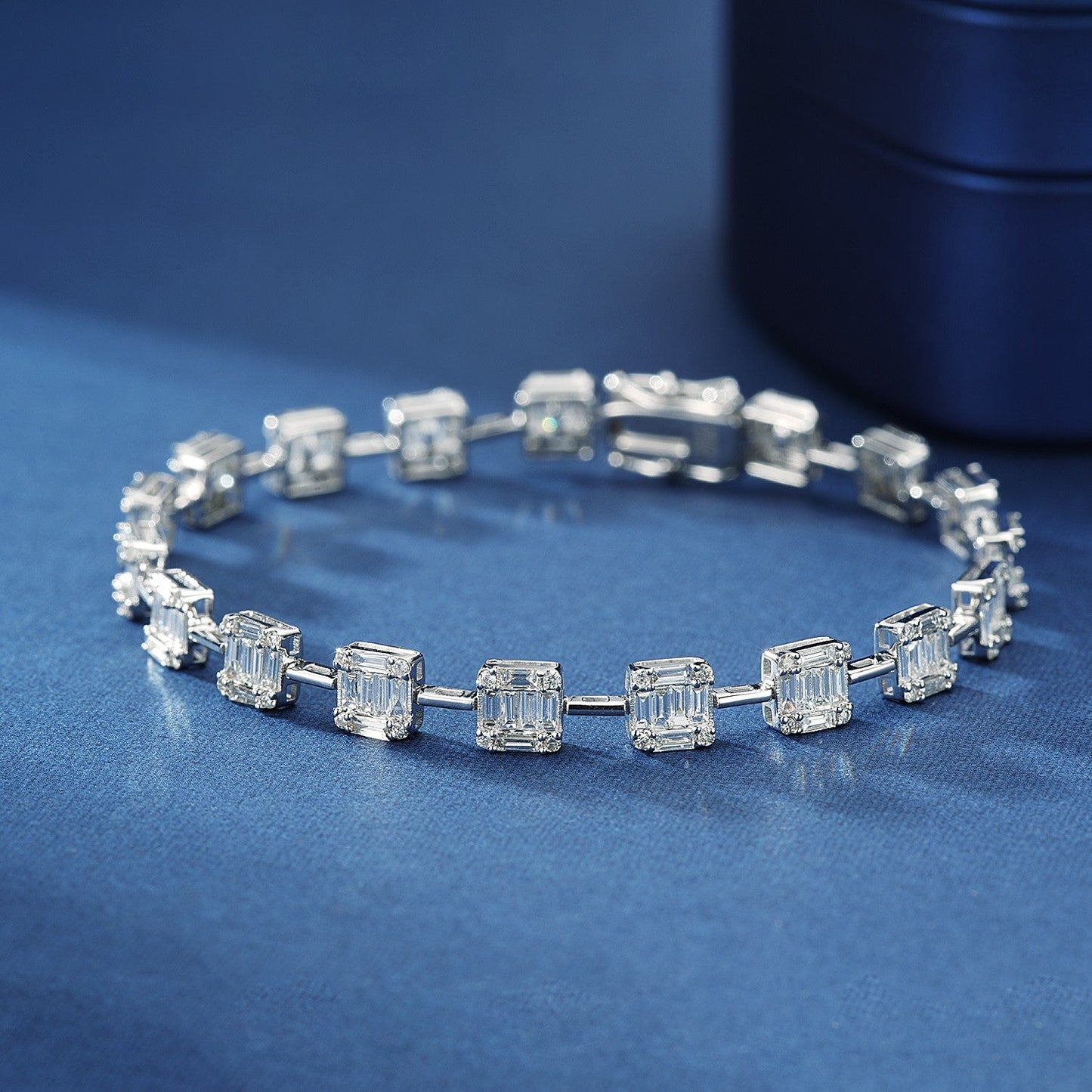 18K Diamond Sugar Cube Bracelet - Exquisite Jewelry Piece - White Diamond Bracelet