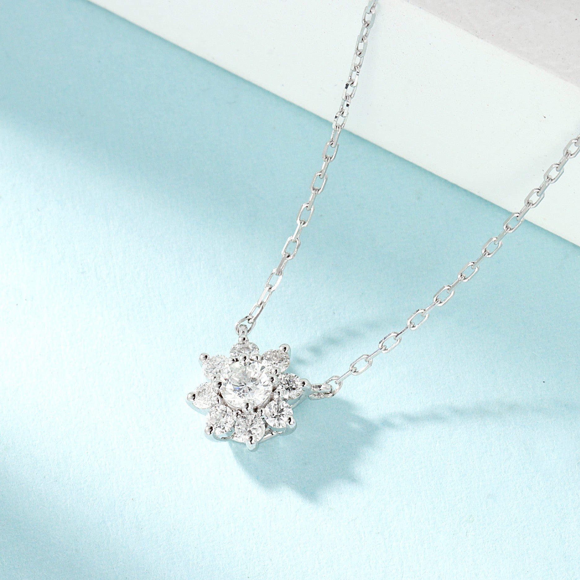 18K Diamond Sunflower Pendant Necklace - Jewelry Delight - White Diamond Necklace