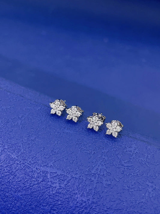 18K Diamond Sunflower Stud Earrings - Jeweler.Jewelry