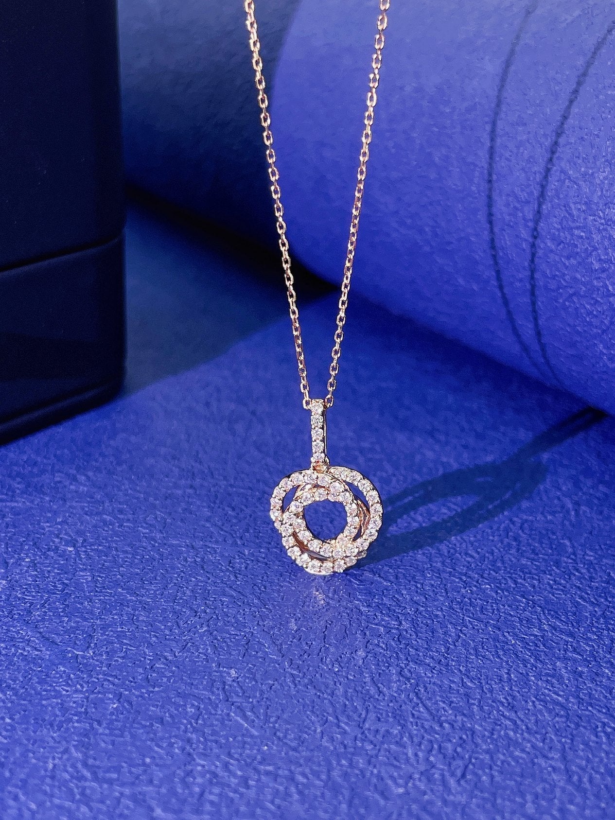 18K Diamond Triple-Loop Full Pavé Necklace - Luxury Jewelry - White Diamond Necklace