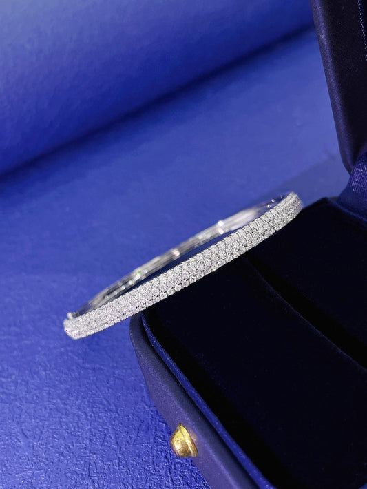 18K Diamond Triple-Row Semi-Mounted Bracelet - Elegant Jewelry Piece - White Diamond Bracelet