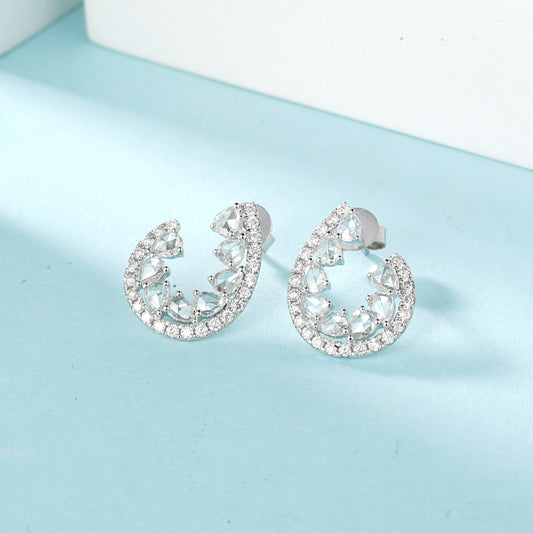 18K Diamond U-Shaped Earrings | Premium Jewelry - Jeweler.Jewelry