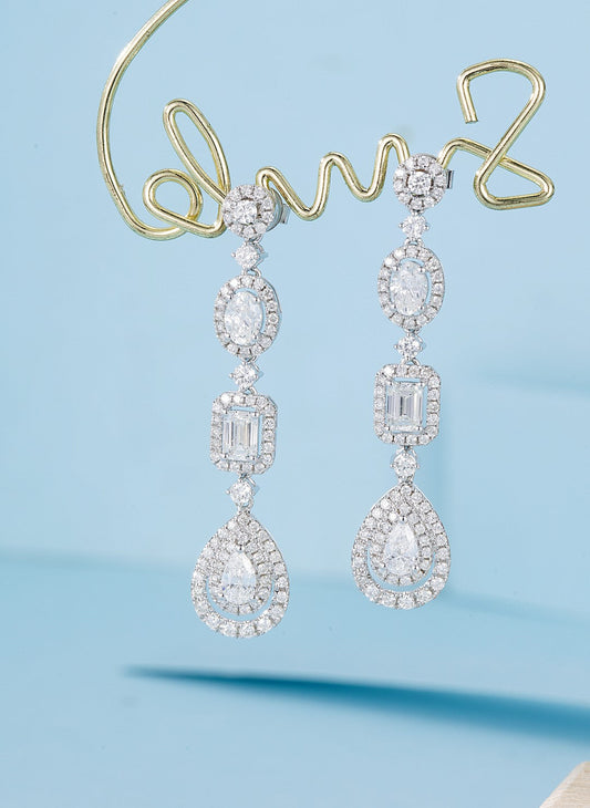 18K Diamond Unique Shape Earrings - Luxury Jewelry Jeweler.Jewelry