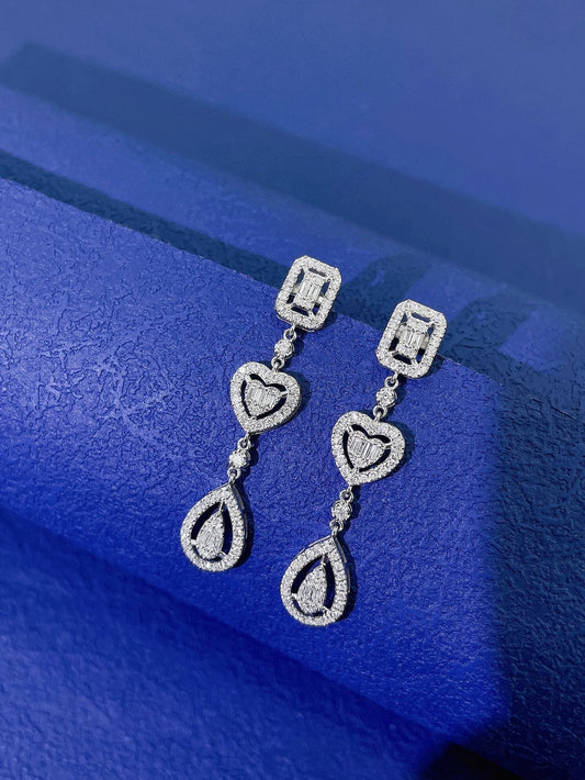 18K Diamond Waterdrop Heart-shaped Earrings - A Sparkling Jewelry Choice Jeweler.Jewelry