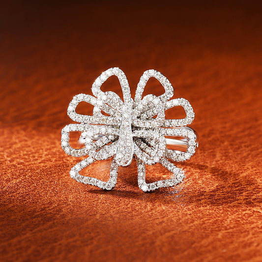 18K Double-Layer Butterfly Ring - Luxury Jewelry Collection - White Diamond Ring