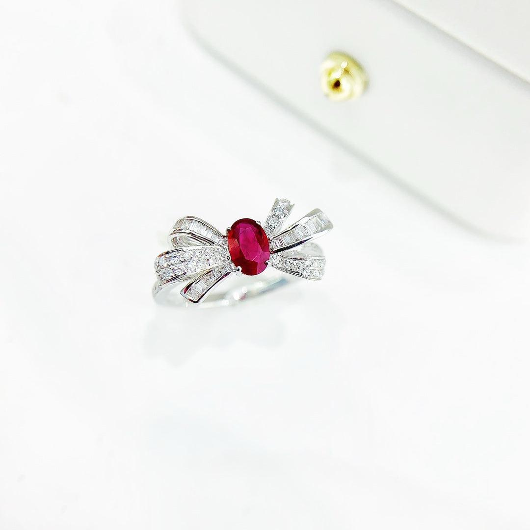 18k Elliptical Bowknot Ring - Luxury Jewelry Collection - Red Treasure Ring