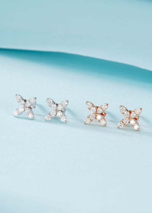 18K Four-Leaf Clover Diamond Earrings - Jeweler.Jewelry