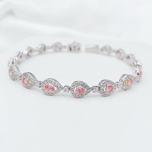 18K Gold Diamond Drop Hollow-Out Bracelet - Fine Jewelry - Pink Diamond Bracelet