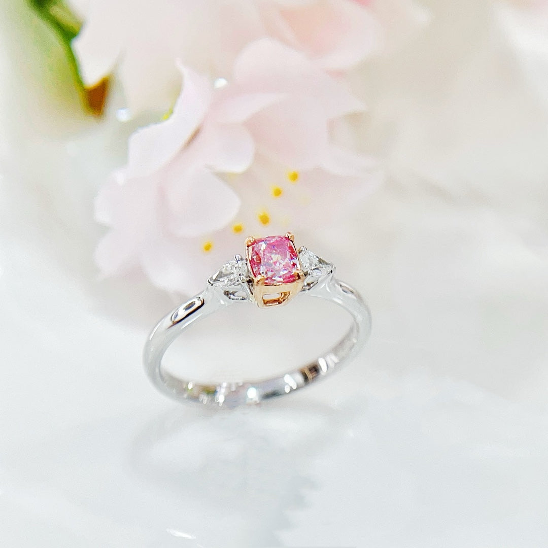 18K Gold Diamond Pillow-Shaped Double Drop Ring | Fine Jewelry - Pink Diamond Ring