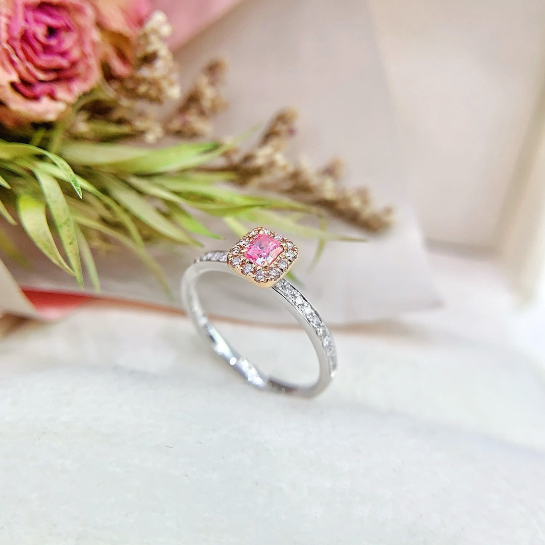 18K Gold Diamond Pillow-Shaped Lace Multi-Wear Jewelry - Pink Diamond Ring