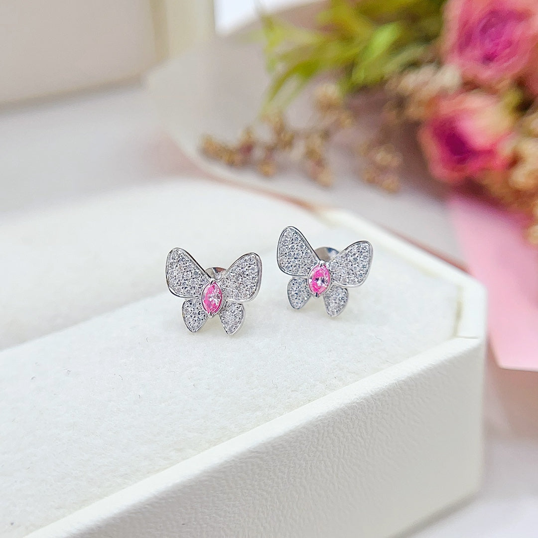 18K Gold Diamond & Pink Diamond Marquise Butterfly Earrings - Jeweler.Jewelry