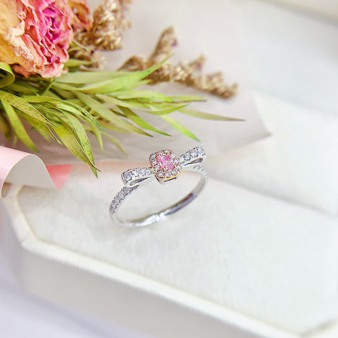 18K Gold Pink Diamond Cushion-Cut Butterfly Ring | Premium Jewelry - Pink Diamond Ring