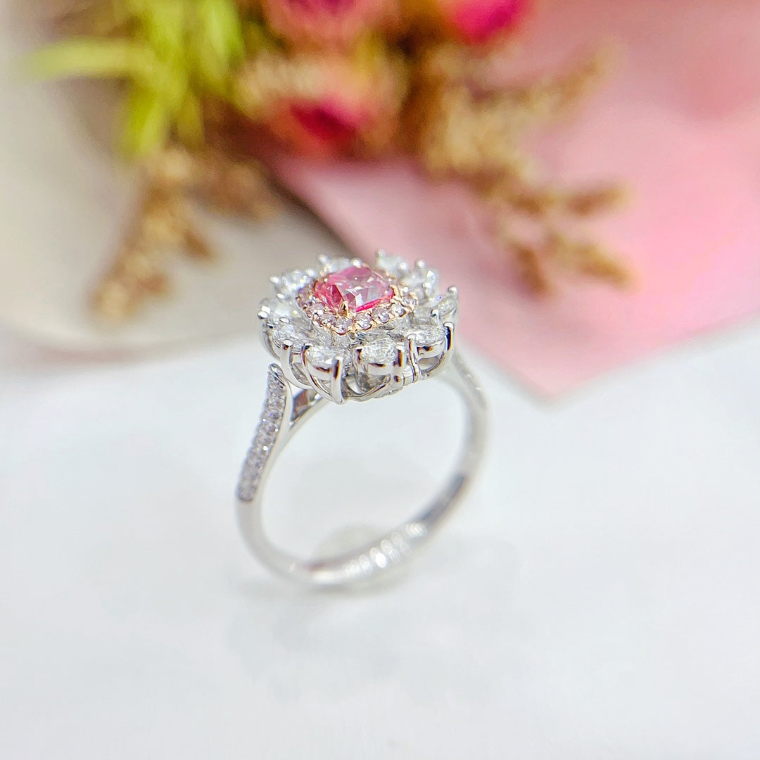 18K Gold Pink Diamond GIA Cushion & Drop Shape Two-Way Ring | Jewelry - GIA Pink Diamond Ring