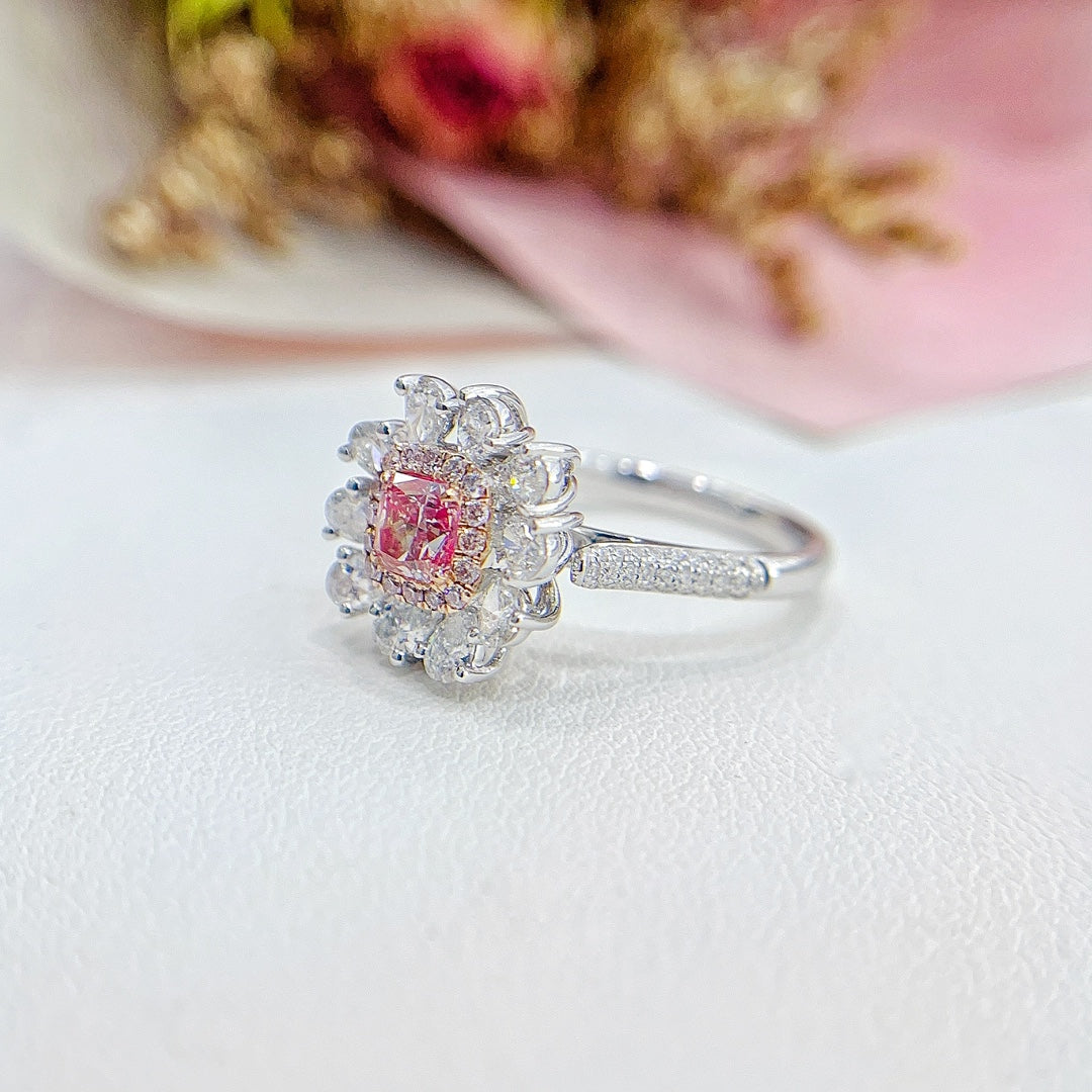 18K Gold Pink Diamond GIA Cushion & Drop Shape Two-Way Ring | Jewelry - GIA Pink Diamond Ring