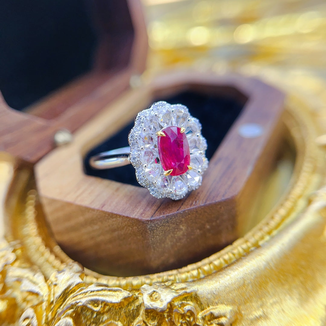 18K Gold Ruby Ellipse Double-Wear Jewelry with GUILD Certificate - Red Treasure Ring