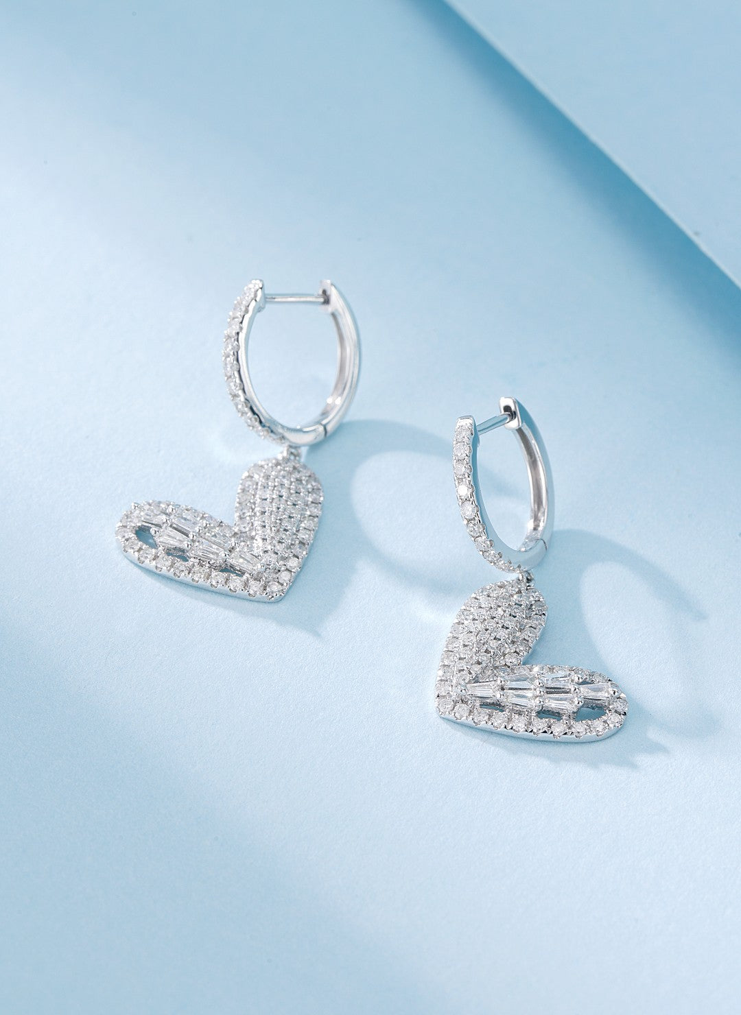 18K Heart-Shaped Pavé Set Diamond Earrings - Exquisite Jewelry Jeweler.Jewelry