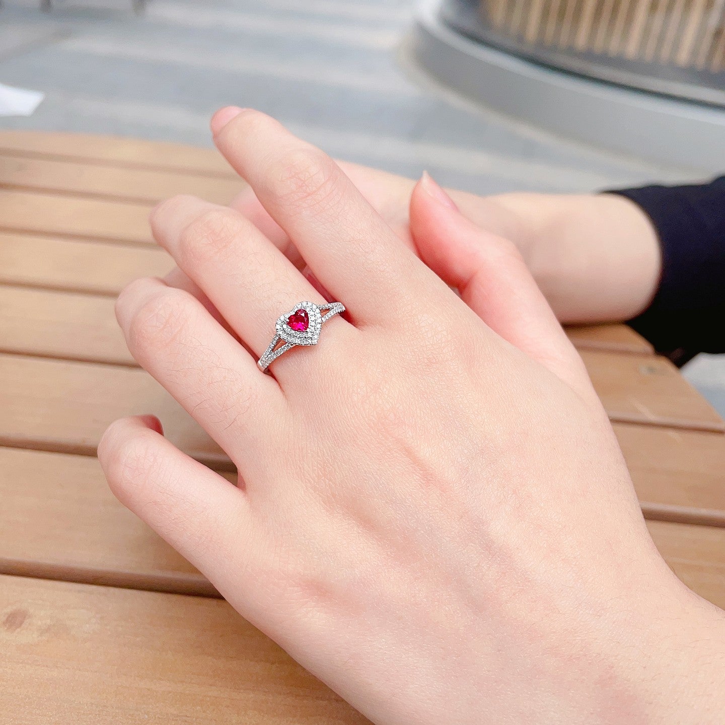 18K Heart-shaped Ruby Double-Stone Y-Arm Ring - Luxury Jewelry - Red Treasure Ring