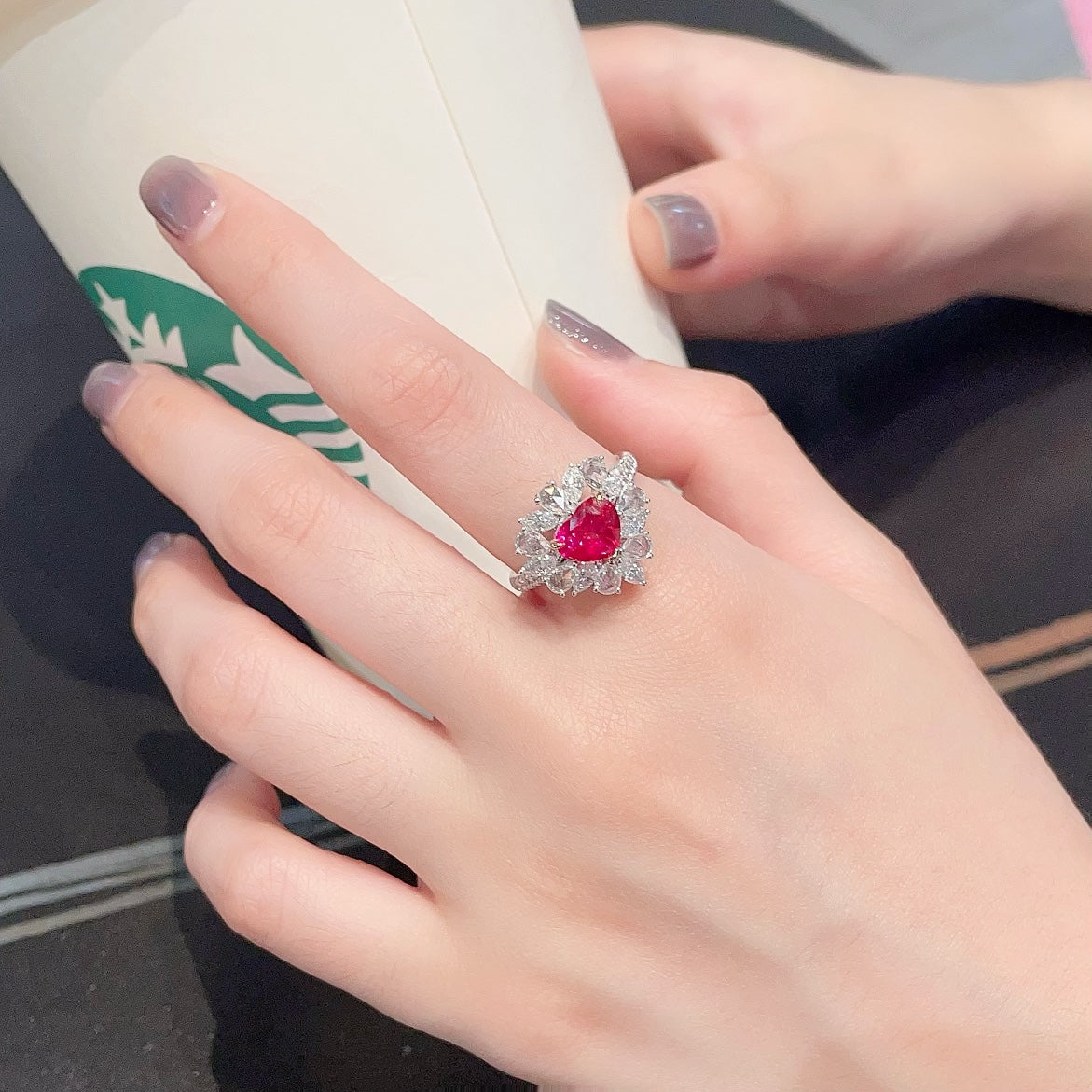 18K Heart-shaped Ruby Jewelry with Dual-Wear Design - Unheated Pigeon’s Blood Red - Red Treasure Ring